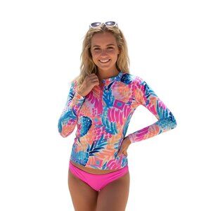 Lilly Pulitzer UPF 50+ Luxletic Kona Sunguard Rashguard Long Sleeve Top Size M